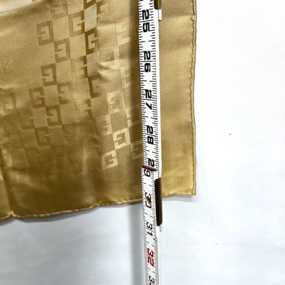 Unused Authentic Givenchy 100% Silk Satin Ivery Gold  Signature Logo 31"x31"(4) - Picture 6 of 8